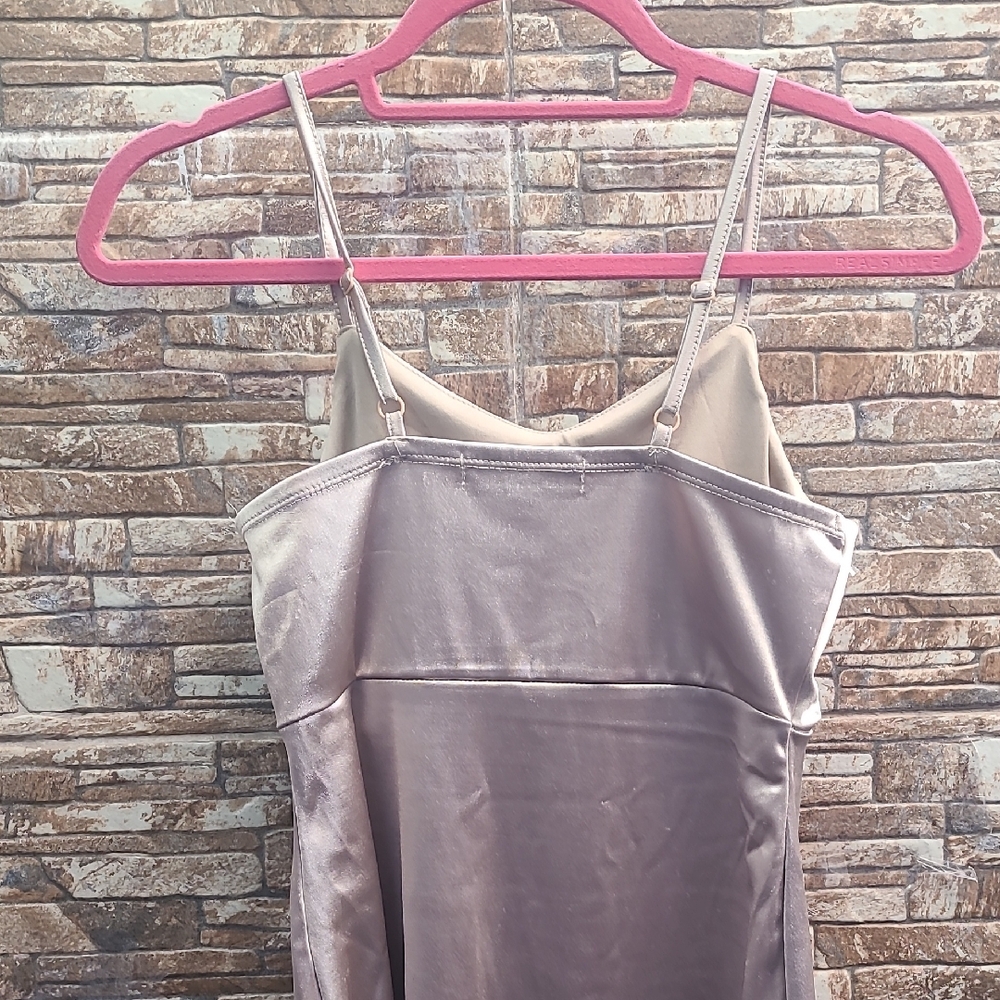 Almost Famous Asymmetrical Satin Dress in Silver - Picture 9 of 11